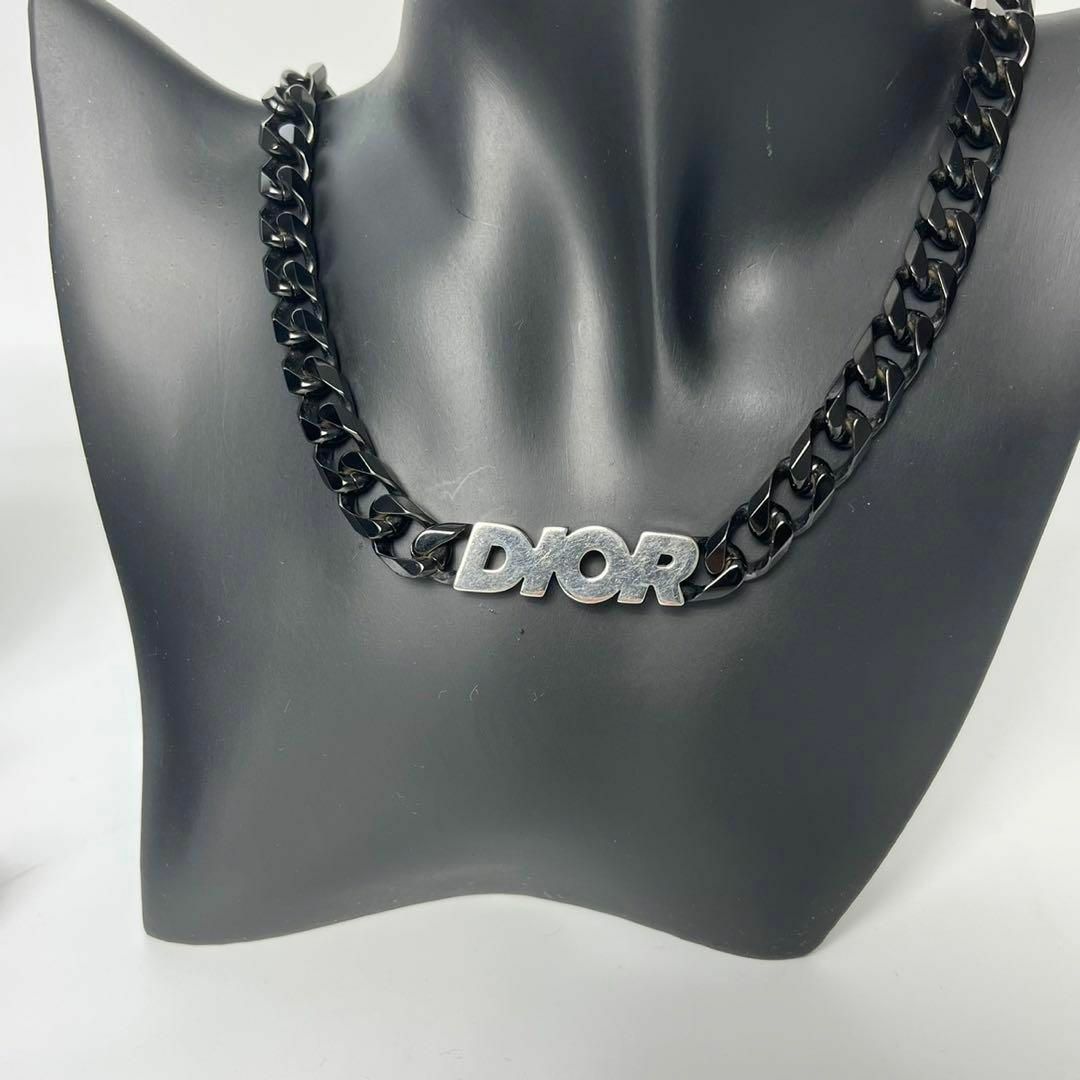 DIOR HOMME(ディオールオム)の【美品・付属品付】ディオールオム　リンク　ネックレス　ブラック　ロゴ　チェーン メンズのアクセサリー(ネックレス)の商品写真