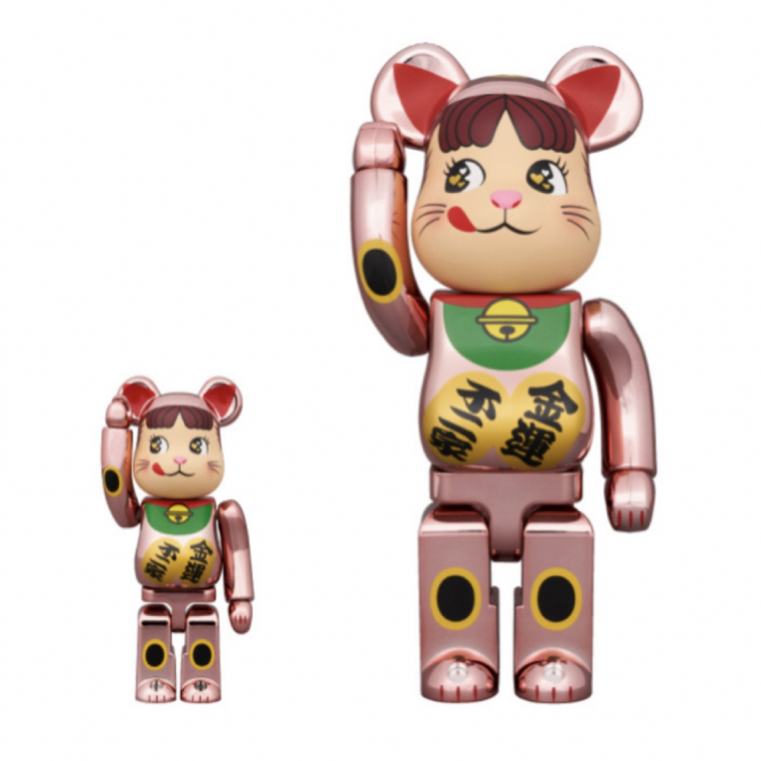 BERBRICKBE@RBRICK 招き猫 金運ダブル小判 桃金メッキ 100%&400%