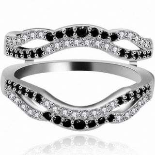 スワロフスキー(SWAROVSKI)のエンハンサーガードリング　スワロフスキーCZ ホワイトゴールド（ブラック）(リング(指輪))