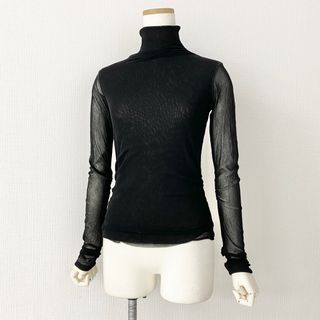 ジャンポールゴルチエ(Jean-Paul GAULTIER)の27a18 イタリア製 Jean Paul GAULTIER ジャンポールゴルティエ シースルーカットソー ロングスリーブ S ブラック 長袖カットソー ナイロン パワーネット(Tシャツ(半袖/袖なし))