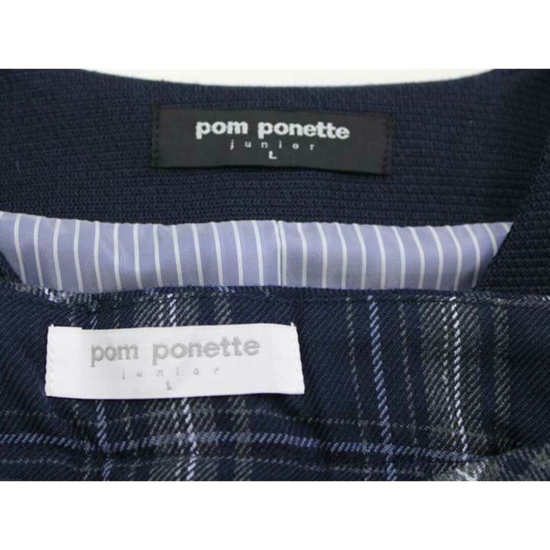 【新入荷!】▼ポンポネット/pom ponette▼160cm スーツ 濃紺×青×グレー  フォーマル 入学式 卒業式 結婚式 冠婚葬祭 発表会 謝恩会 子供服 キッズ kids ジュニア 女の子 fml 901042キッズ服女の子用(90cm~)