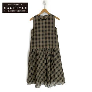 フォクシー(FOXEY)のフォクシー ブラウン 39779 チェック Dress Palette ワンピース 38(その他)