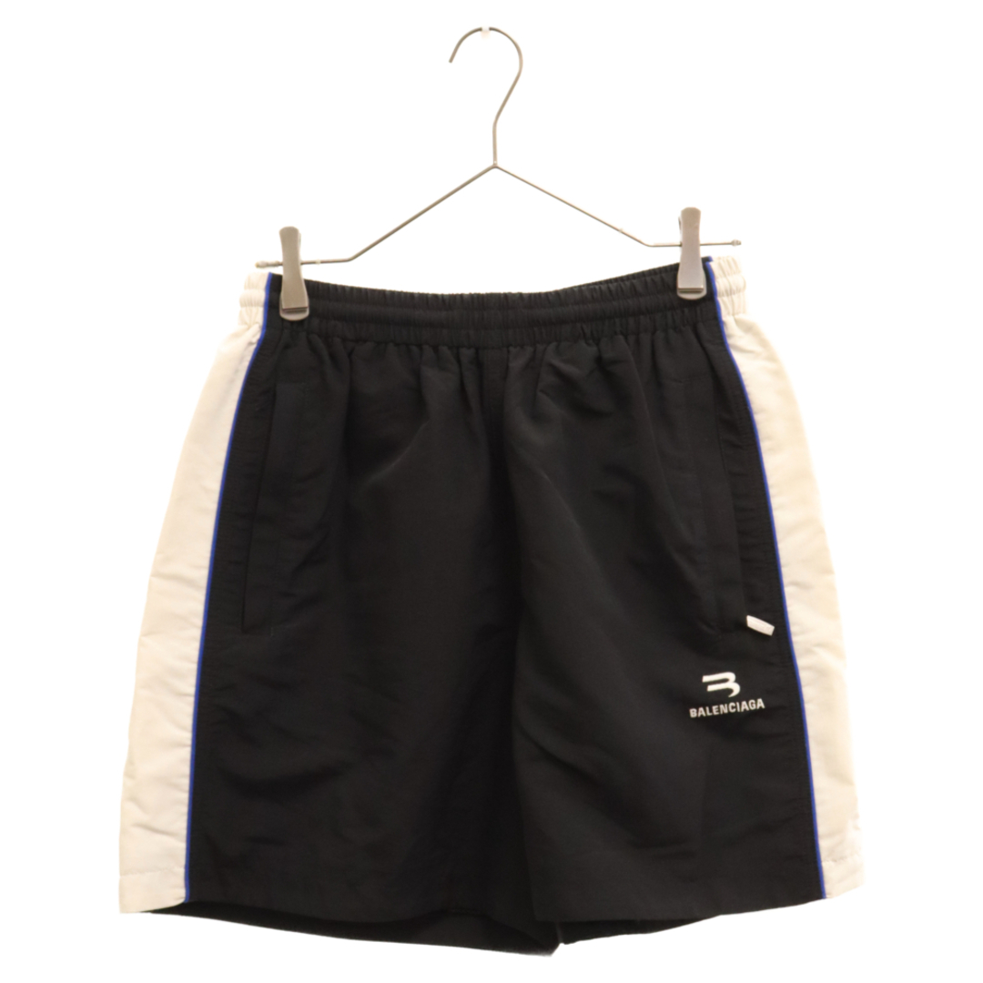 34センチ股下BALENCIAGA バレンシアガ 21SS Sporty BB Nylon Shorts スポーティBB サイドラインナイロンショートパンツ ブラック 699032 TKO48