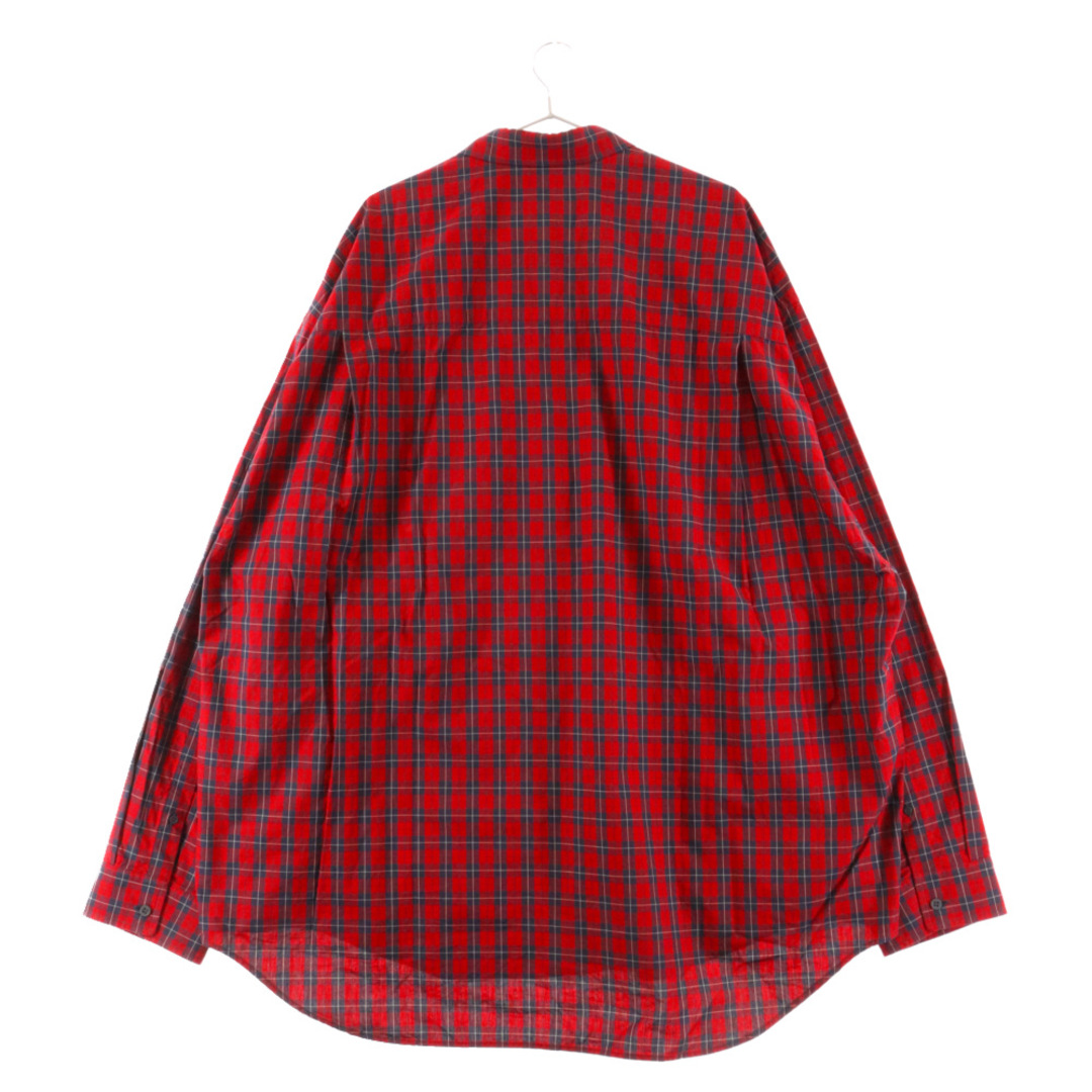 Balenciaga(バレンシアガ)のBALENCIAGA バレンシアガ 22SS Sporty BB Red Check Shirts スポーティBB刺繍 オーバーサイズボタンダウンチェック長袖シャツ レッド 681004 TLM20 メンズのトップス(シャツ)の商品写真