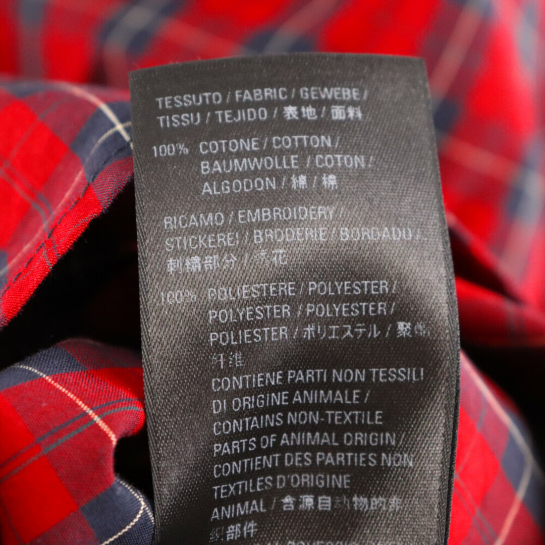 Balenciaga(バレンシアガ)のBALENCIAGA バレンシアガ 22SS Sporty BB Red Check Shirts スポーティBB刺繍 オーバーサイズボタンダウンチェック長袖シャツ レッド 681004 TLM20 メンズのトップス(シャツ)の商品写真