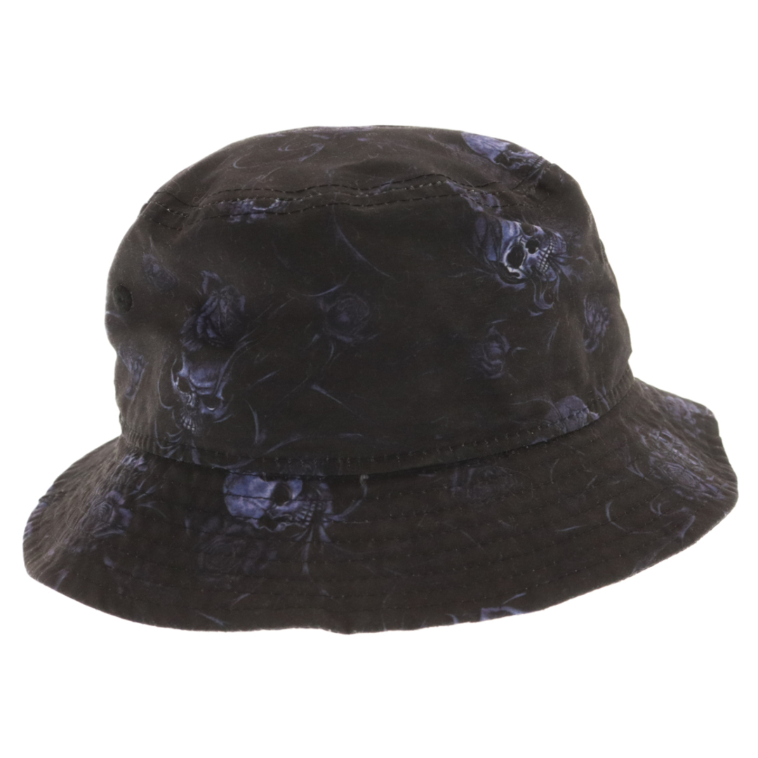 Yohji Yamamoto(ヨウジヤマモト)のYohji Yamamoto ヨウジヤマモト ×NEW ERA BUCKET01 YY SR PRINT HD-H55-979×ニューエラ スカル&ローズバケットハット 帽子 ブラック/ブルー メンズの帽子(ハット)の商品写真