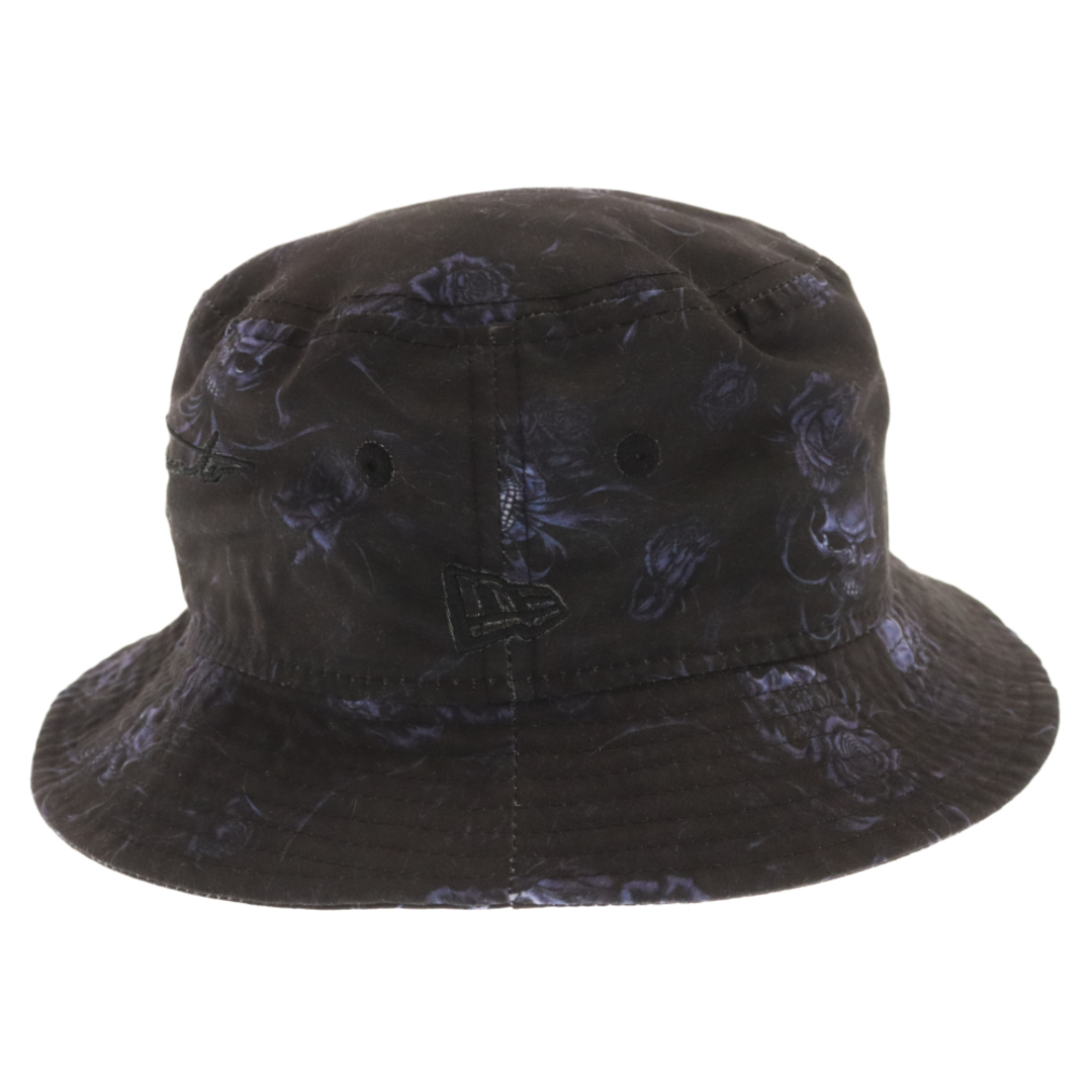 Yohji Yamamoto(ヨウジヤマモト)のYohji Yamamoto ヨウジヤマモト ×NEW ERA BUCKET01 YY SR PRINT HD-H55-979×ニューエラ スカル&ローズバケットハット 帽子 ブラック/ブルー メンズの帽子(ハット)の商品写真