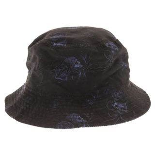 ヨウジヤマモト(Yohji Yamamoto)のYohji Yamamoto ヨウジヤマモト ×NEW ERA BUCKET01 YY SR PRINT HD-H55-979×ニューエラ スカル&ローズバケットハット 帽子 ブラック/ブルー(ハット)