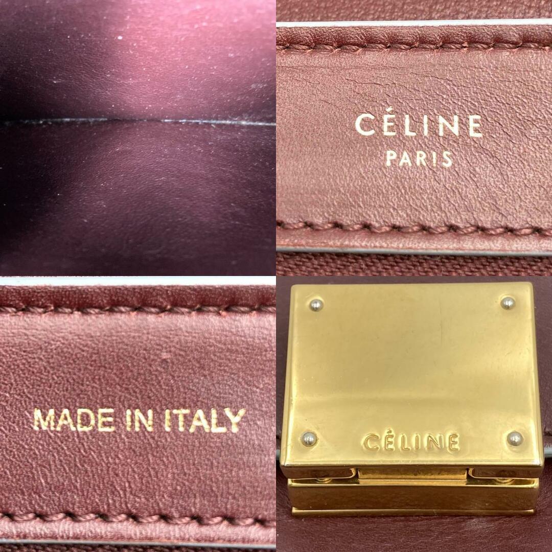 celine(セリーヌ)のCELINE 【セリーヌ】 トラぺーズ ショルダーバッグ ハンドバッグ 2Way レザー ボルドー ワインレッド ブルー レディース ウィメンズ 【中古】 レディースのバッグ(ショルダーバッグ)の商品写真