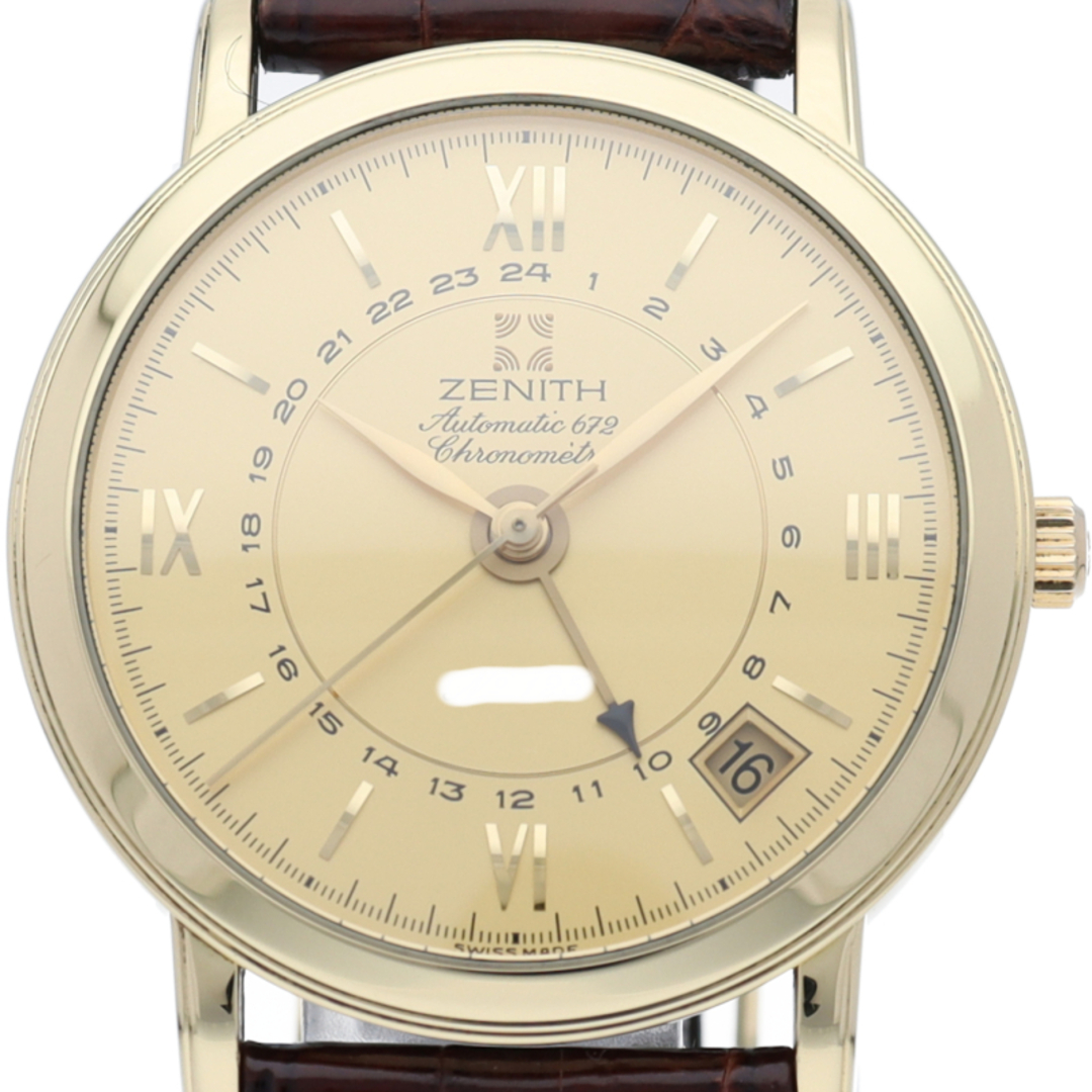 ZENITH(ゼニス)のゼニス オートマティック 672 クロノメーター ウォッチ 36mm 世界限定500本 Automatic 672 30.0010.672 箱 保証書 K18YG/革 メンズ時計 シャンパンカラー 仕上げ済 美品 【中古】 メンズの時計(その他)の商品写真