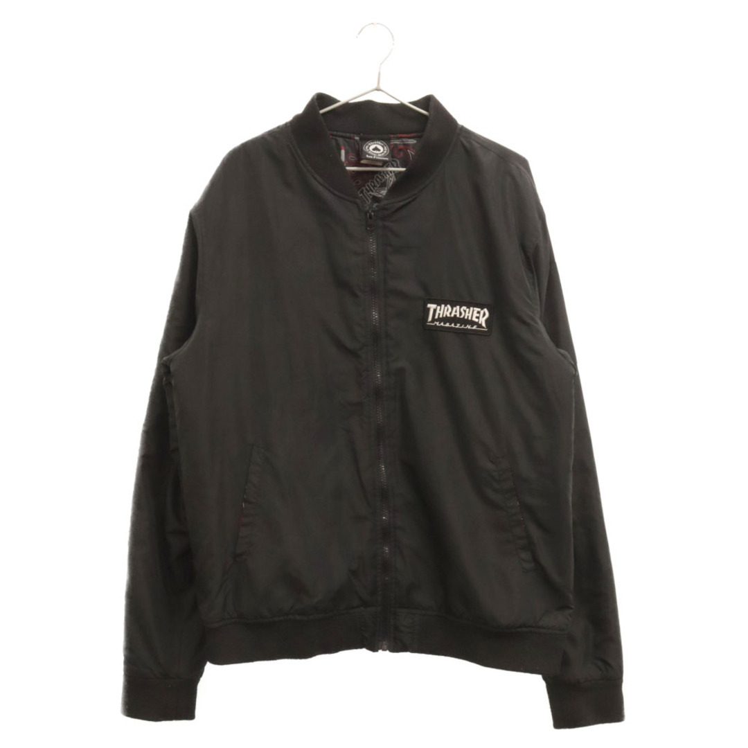 THRASHER(スラッシャー)のTHRASHER スラッシャー BOMBER JACKET ロゴパッチ ジャンパーブルゾン ボンバージャケット ブラック メンズのジャケット/アウター(ブルゾン)の商品写真