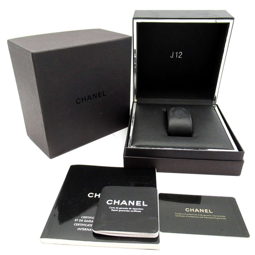 CHANEL(シャネル)のシャネル J12 ウォッチ 33mm ゴールド バケット ダイヤベゼル 12Pダイヤ J12 33mm H2022 箱 保証書 修理書 K18WG/セラミック メンズ時計 ブラック 仕上げ済 美品 【中古】 メンズの時計(その他)の商品写真