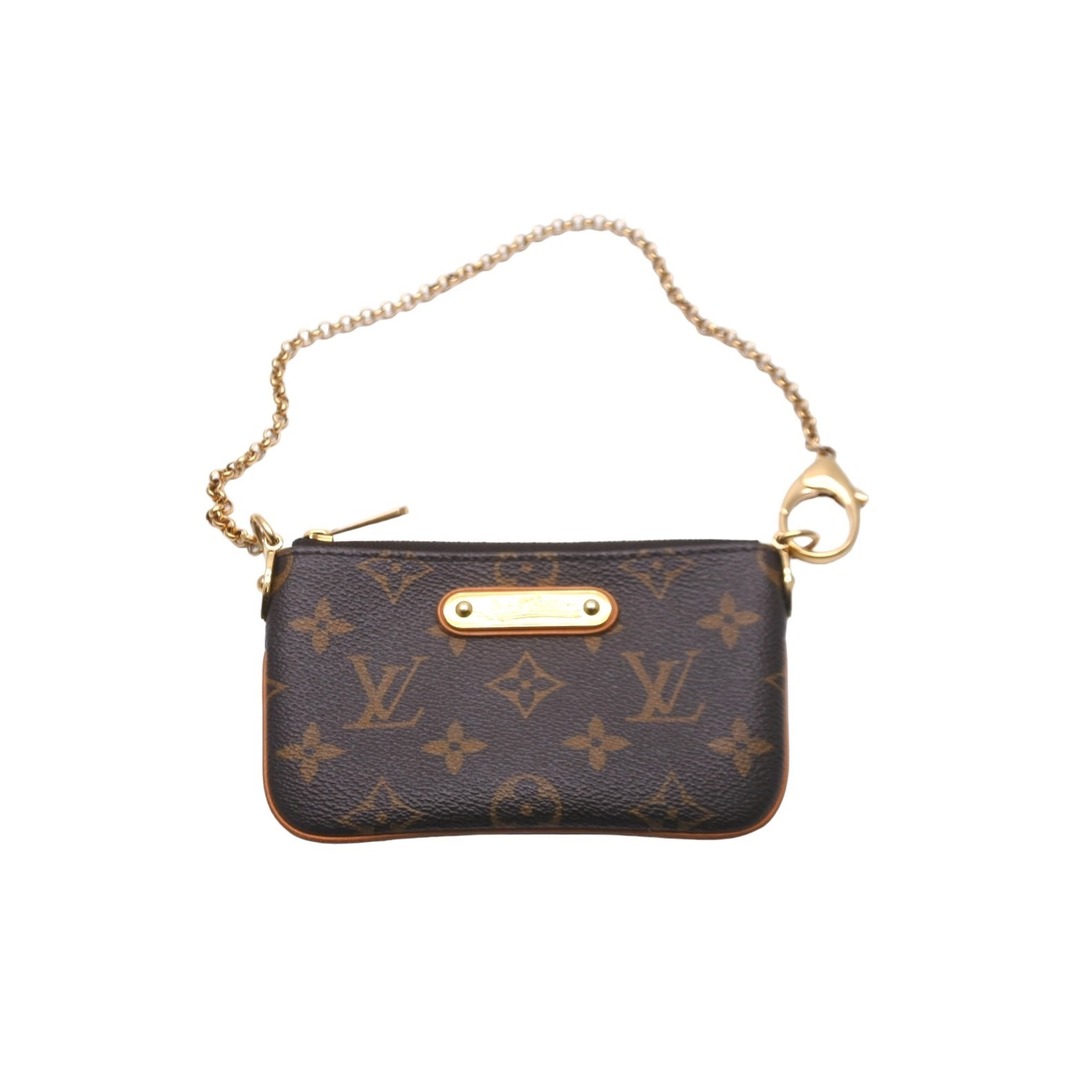 開閉式LOUIS VUITTON ルイヴィトン ポーチ ミニバッグ チェーン M60095 ポシェットミラPM ブラウン ゴールド金具 美品  59131