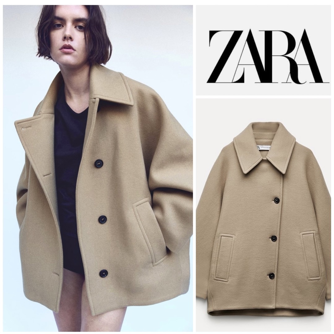 ZARA ザラ ショートウールブレンドコート | フリマアプリ ラクマ