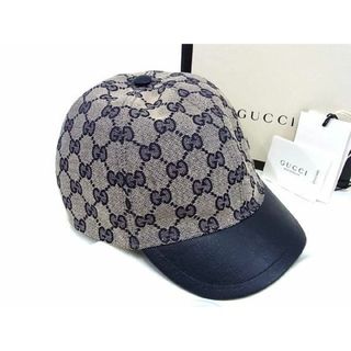 グッチ(Gucci)の■極美品■ GUCCI グッチ GG柄 ポリエステル×コットン×ナイロン  キャップ 帽子 キッズ Lサイズ ネイビー系×ブラウン系 AT2413 (その他)