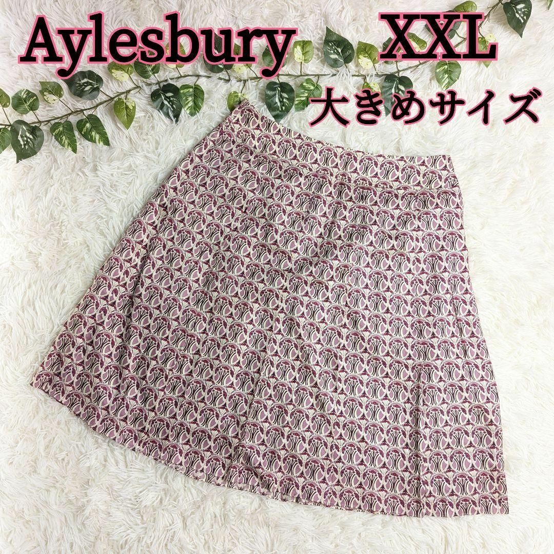 Aylesbury(アリスバーリー)のAylesbury 花柄パターンプリーツスカート 大きめサイズ 2XL 3XL レディースのスカート(ひざ丈スカート)の商品写真