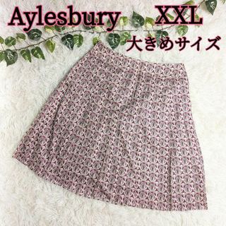 アリスバーリー(Aylesbury)のAylesbury 花柄パターンプリーツスカート 大きめサイズ 2XL 3XL(ひざ丈スカート)