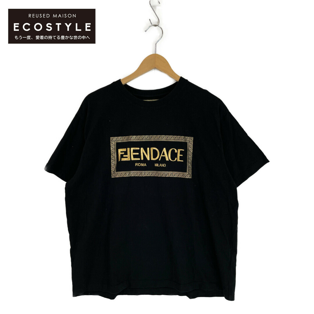 フェンディ ｘVERSACEヴェルサーチ FENDACEフェンダーチェ【国内正規/22SS】FY1144 AKDV Fendace Logo Tee ロゴ 半袖Ｔシャツ/ L61cm袖丈