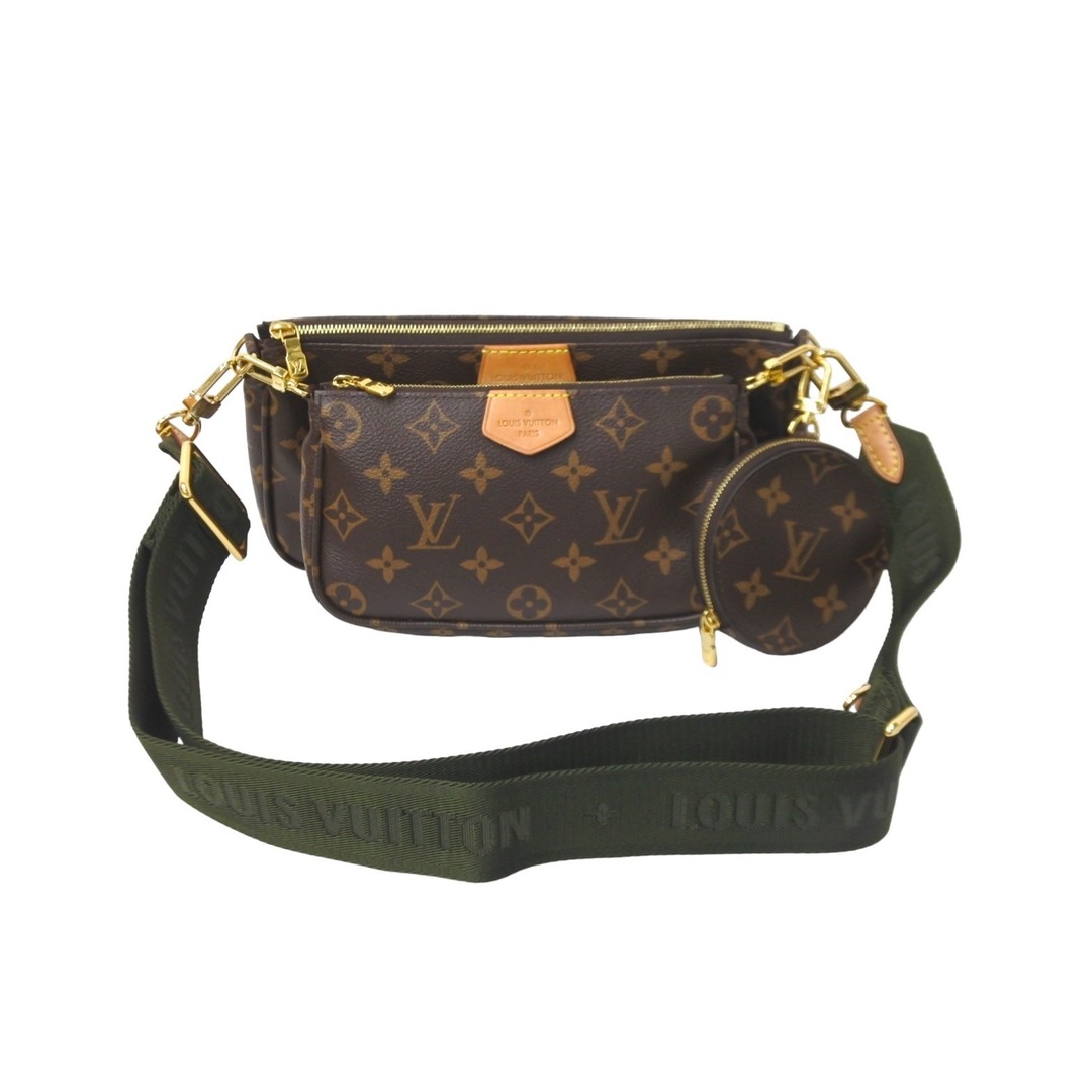 LOUIS VUITTON ルイヴィトン ショルダーバッグ M44813 ミュルティ ポシェット アクセソワール マロン カーキ 美品  59313約185cm高さ