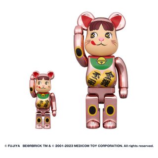 BE@RBRICK 招き猫 ペコちゃん 金運ダブル小判 桃金メッキ(その他)