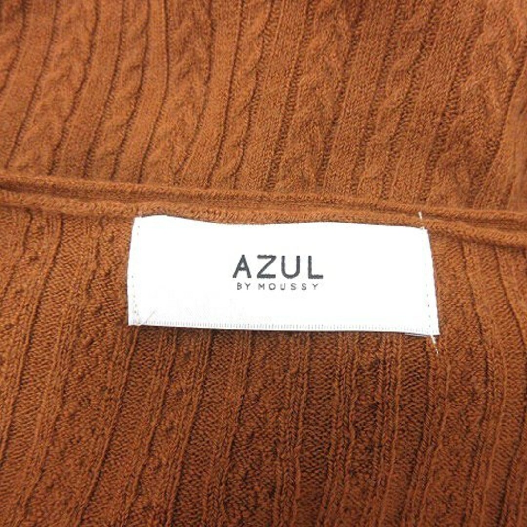 AZUL by moussy(アズールバイマウジー)のアズールバイマウジー ニットセーター Vネック ケーブル 長袖 L 茶 ■MO レディースのトップス(ニット/セーター)の商品写真