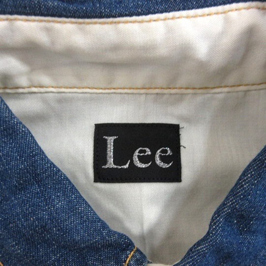 Lee(リー)のリー シャツワンピース ミニ シャンブレー 刺繍 長袖 M 青 ブルー ■MO レディースのワンピース(ミニワンピース)の商品写真