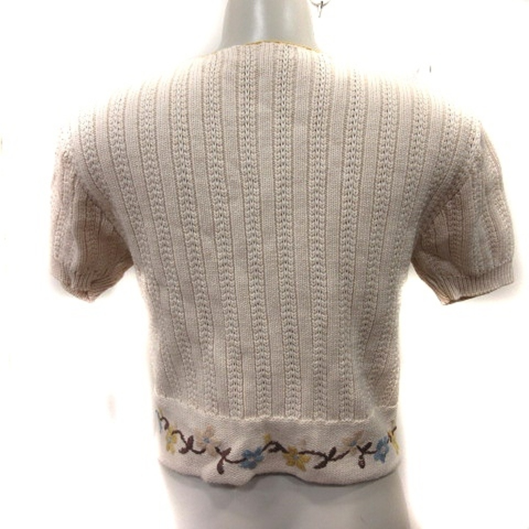 22 OCTOBRE(ヴァンドゥーオクトーブル)の22オクトーブル カーディガン ニット 半袖 かぎ編み 刺繍 2 ベージュ レディースのトップス(カーディガン)の商品写真