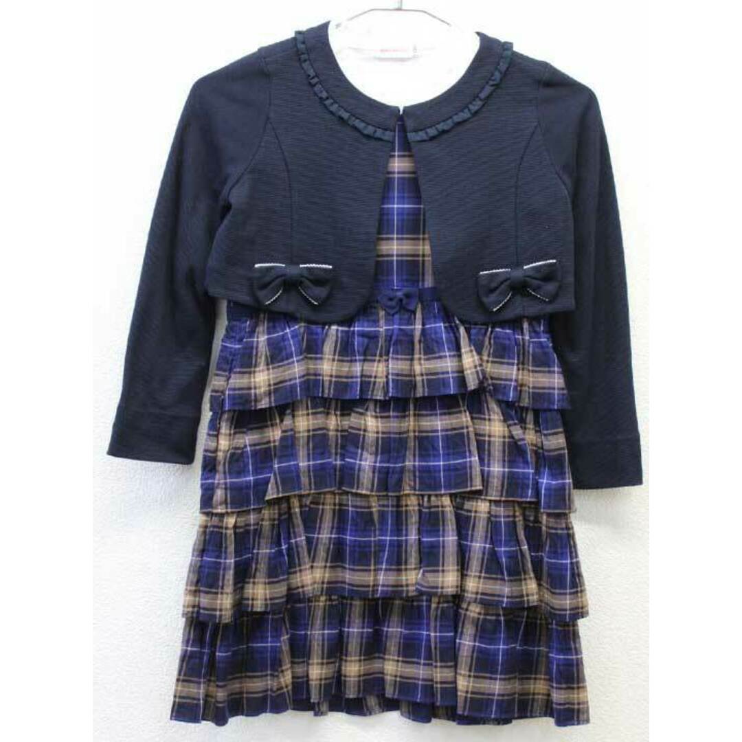 キッズ服女の子用(90cm~)【新入荷!】▽ミキハウス/mikihouse▽120cm アンサンブル3点セット 濃紺＆紺×ベージュ系＆白 フォーマル 卒園式 入学式 結婚式 発表会 謝恩会 冠婚葬祭子供服 キッズ kids 女の子 fml 622132