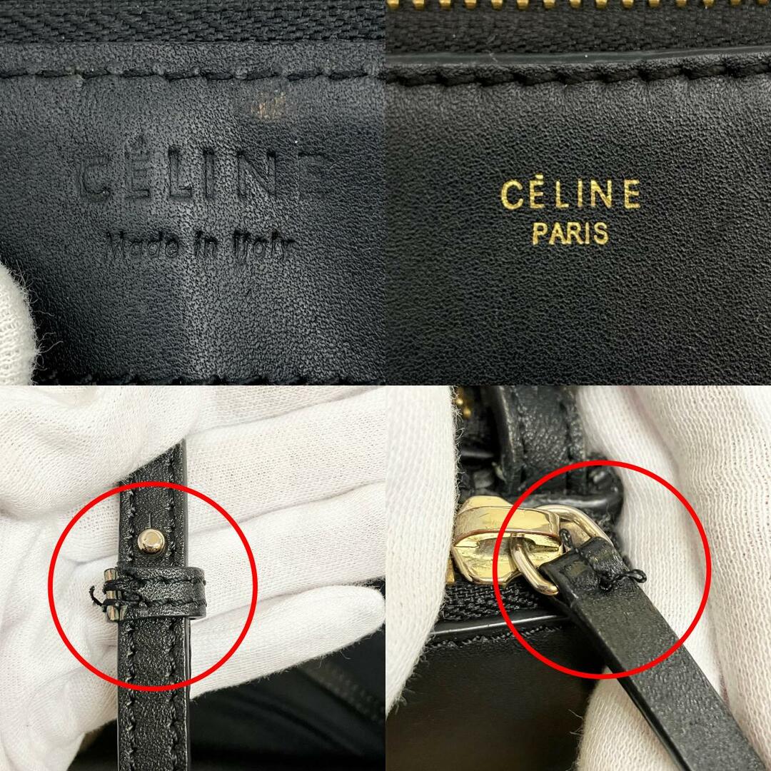 celine(セリーヌ)のCELINE セリーヌ トリオ ショルダーバッグ 斜め掛け ポシェット ブラック 黒 レザー ラムスキン レディース ファッション ブランド USED 【中古】 レディースのバッグ(ショルダーバッグ)の商品写真