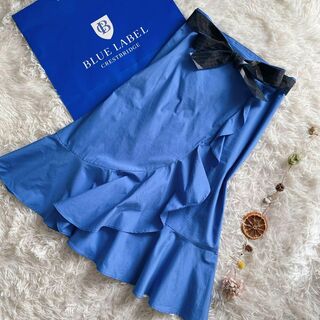 ブルーレーベルクレストブリッジ(BLUE LABEL CRESTBRIDGE)の希少デザイン ブルーレーベルクレストブリッジ チェック ベルト ラップスカート(ひざ丈スカート)
