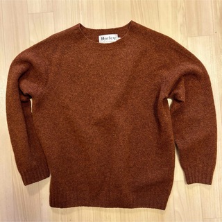 茶色美品　ハーレーオブスコットランド　ニット　セーター　サイズ36 ブラウン　赤