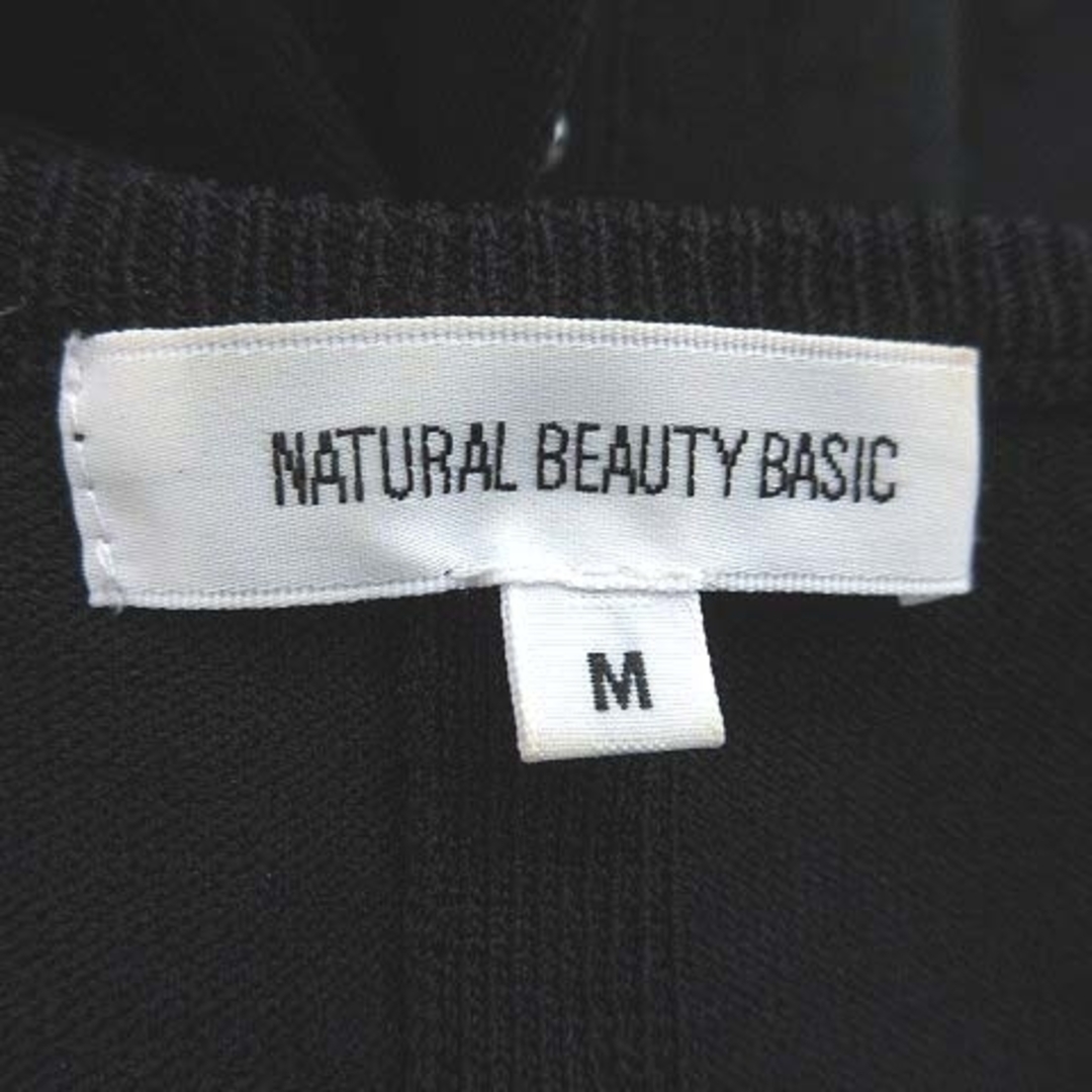 NATURAL BEAUTY BASIC(ナチュラルビューティーベーシック)のナチュラルビューティーベーシック ニット カットソー 五分袖 M 黒 ■MO レディースのトップス(ニット/セーター)の商品写真