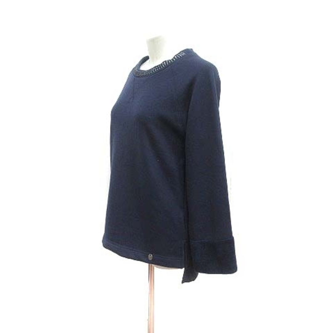 AZUL by moussy(アズールバイマウジー)のAZUL by moussy カットソー 裏起毛 ビジュー 長袖 S 紺 ■MO レディースのトップス(カットソー(長袖/七分))の商品写真