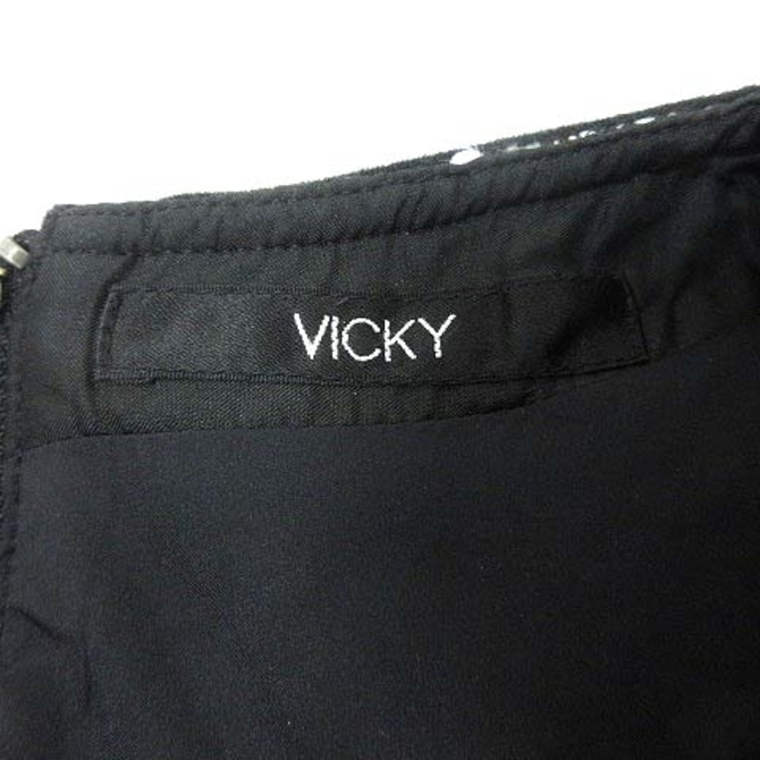 VICKY(ビッキー)のVICKY ワンピース ひざ丈 切替 ツイード 長袖 1 黒 ブラック ■MO レディースのワンピース(ひざ丈ワンピース)の商品写真