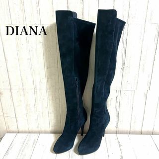 ダイアナ(DIANA)のDIANA ダイアナ　ロングブーツ　ネイビー　ピンヒール　スエード　23cm(ブーツ)