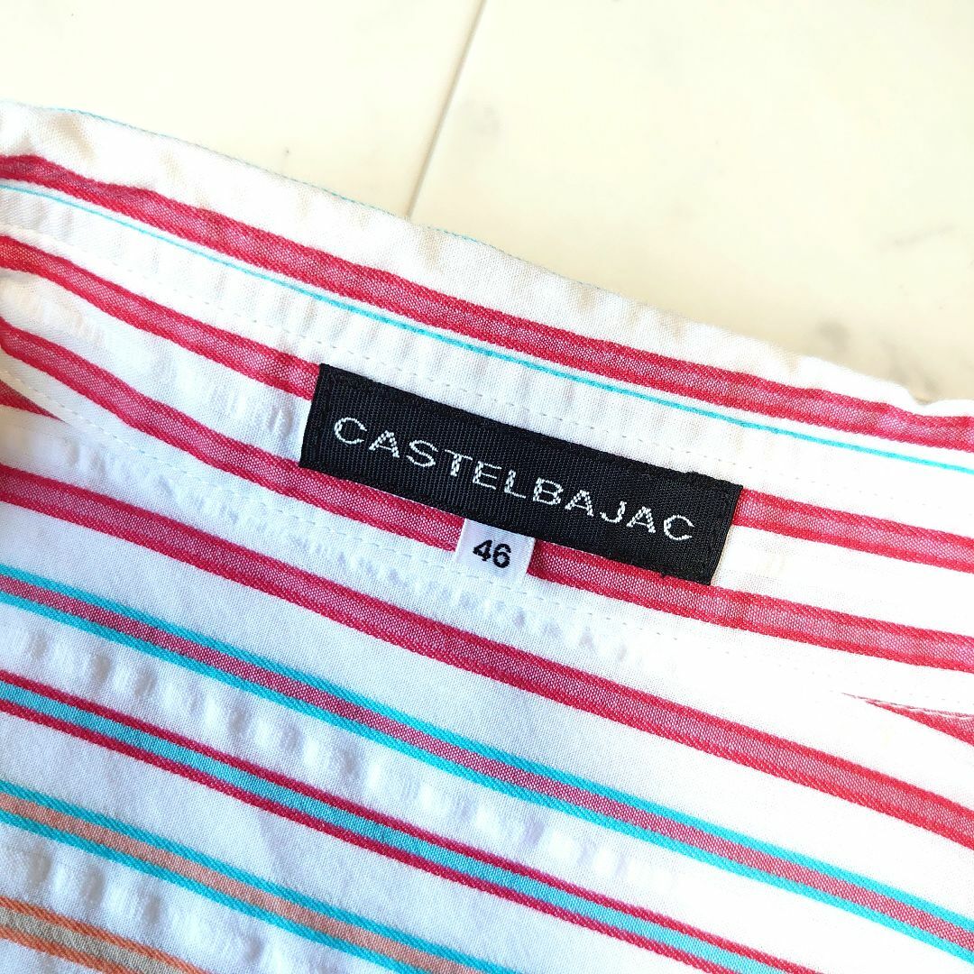 CASTELBAJAC(カステルバジャック)のカステルバジャック ストライプシャツ ボタンダウン 長袖 刺繍 ワッペン 46 メンズのトップス(シャツ)の商品写真