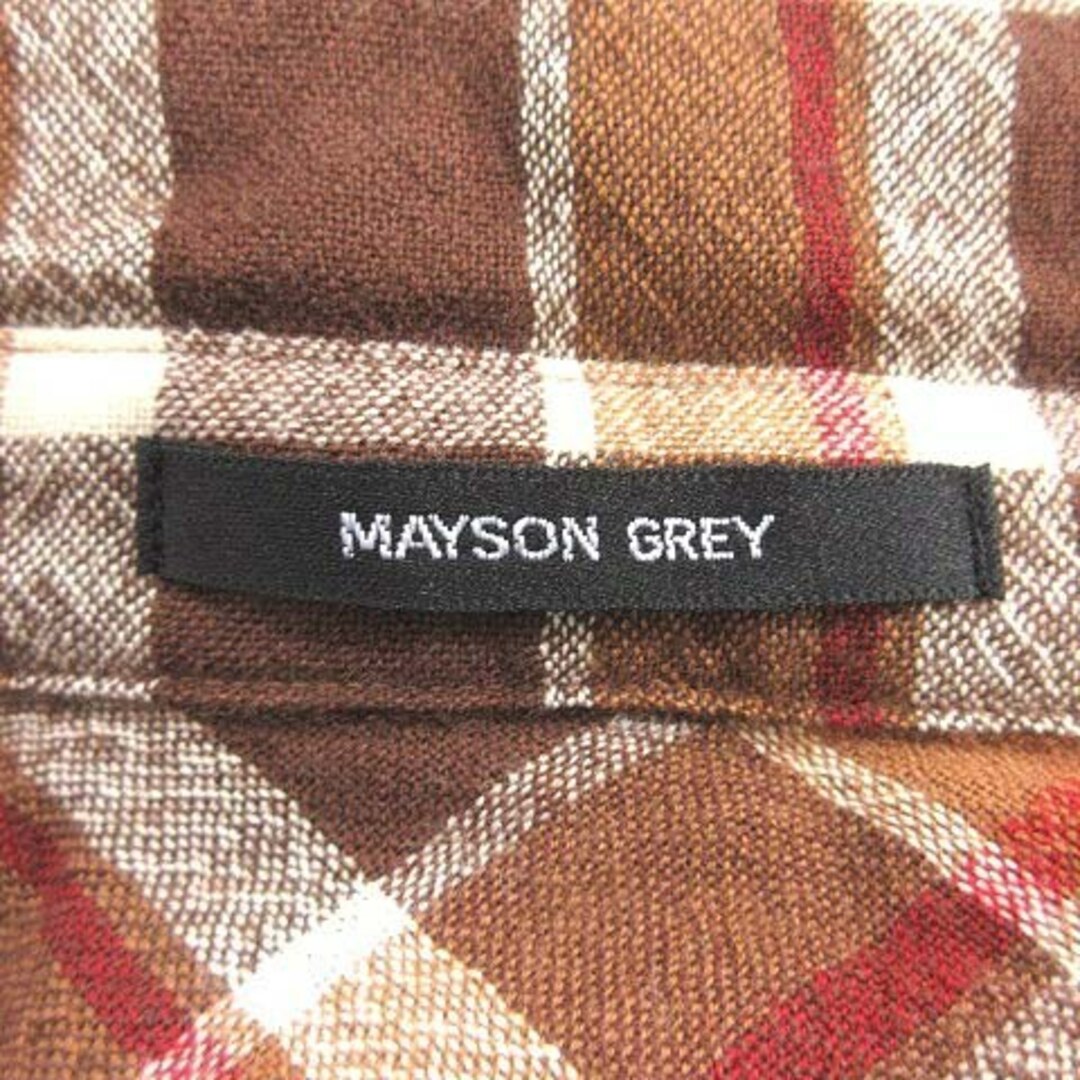 MAYSON GREY(メイソングレイ)のメイソングレイ スキッパーカラーシャツ プルオーバー 長袖 チェック 2 茶 レディースのトップス(シャツ/ブラウス(長袖/七分))の商品写真