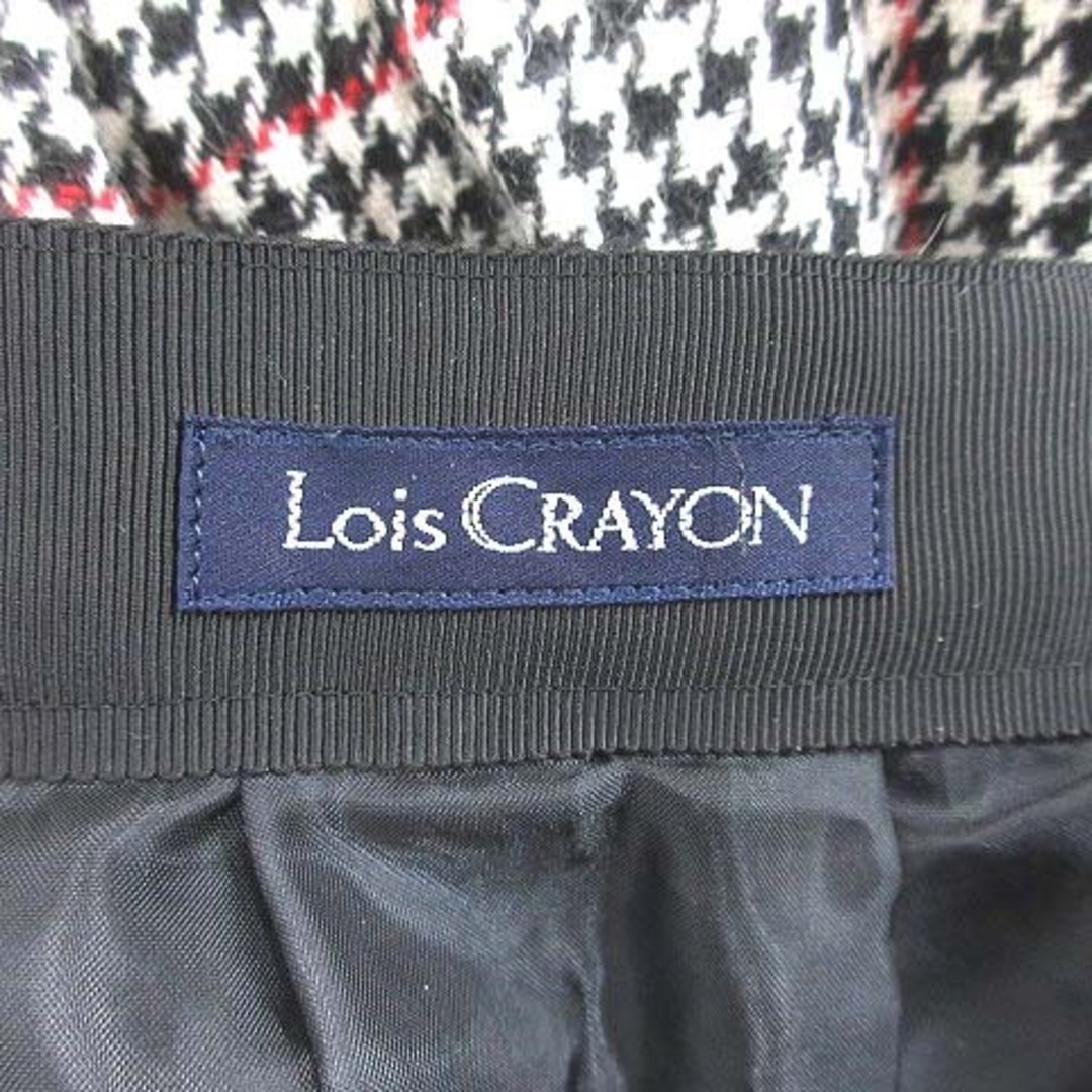 Lois CRAYON(ロイスクレヨン)のロイスクレヨン プリーツスカート ひざ丈 千鳥格子 ウール アンゴラ混 M 黒 レディースのスカート(ひざ丈スカート)の商品写真