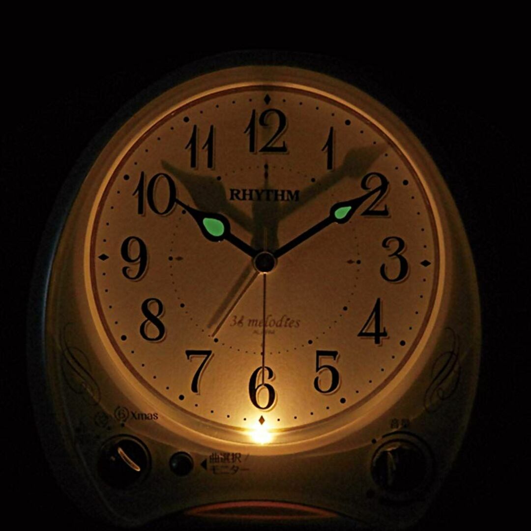 【色:ホワイト】リズム(RHYTHM) 目覚まし時計 メロディ付き 連続秒針 ア インテリア/住まい/日用品のインテリア小物(置時計)の商品写真