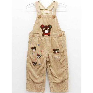 ♪ミキハウス/mikihouse♪90cm オーバーオール/つなぎ ベージュ×茶【中古】子供服 キッズ kids ベビー服 baby 男の子 秋冬 409032(その他)