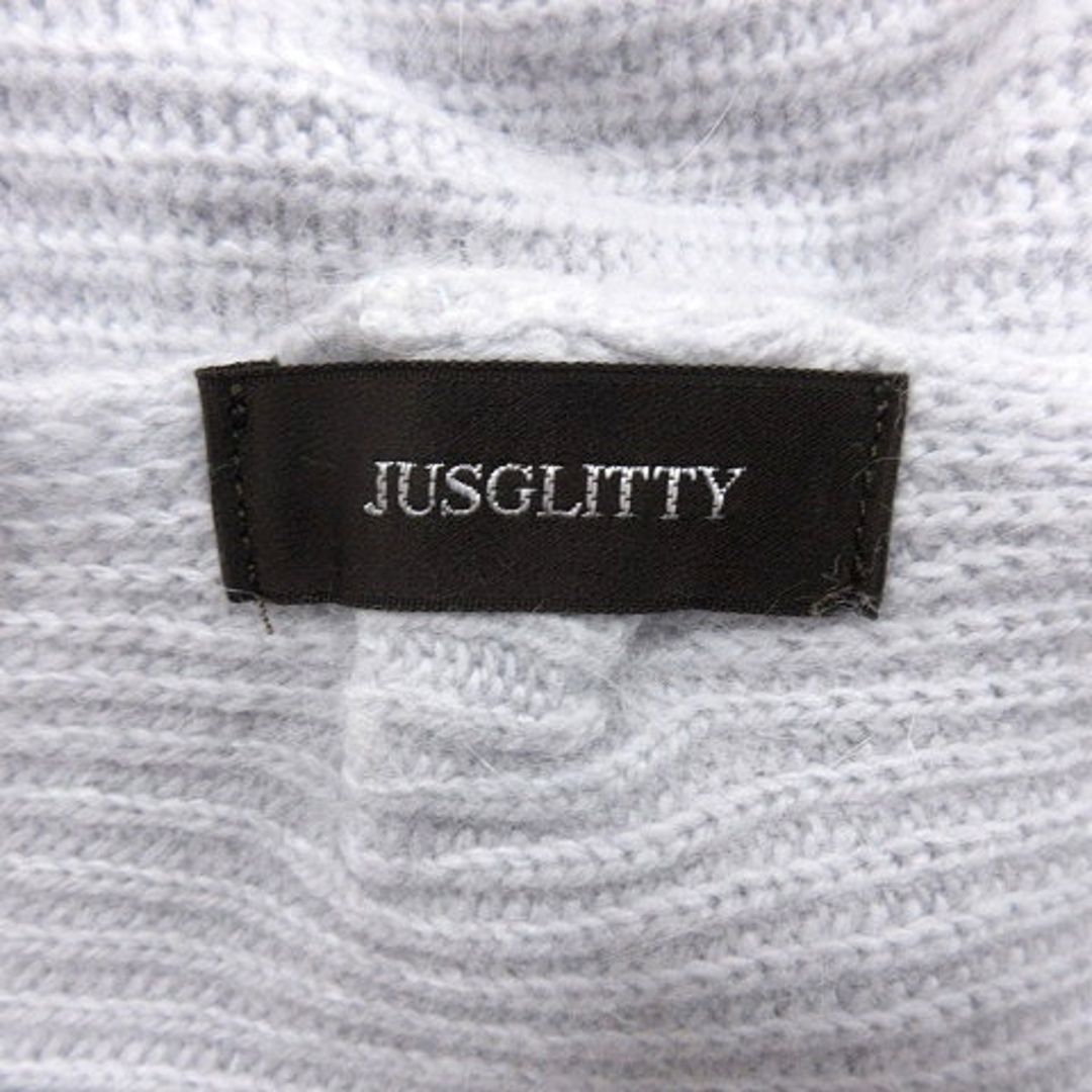 JUSGLITTY(ジャスグリッティー)のジャスグリッティー ニットセーター ボートネック ナイロン 長袖 2 青 ブルー レディースのトップス(ニット/セーター)の商品写真