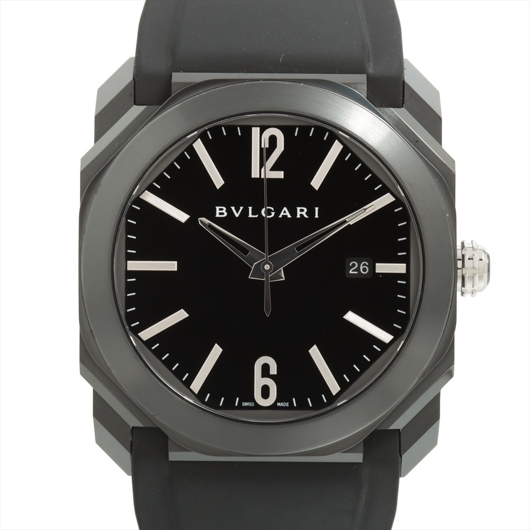 BVLGARI - ブルガリ オクト ウルトラネロ SS×ラバー メンズ 腕時計の