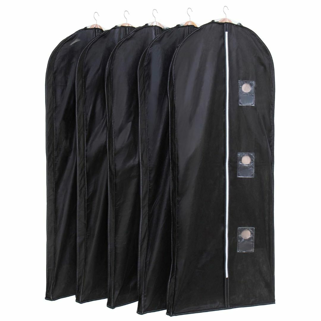アストロ 衣類カバー マチ付き ブラック ロングサイズ 5枚組 不織布 洋服カバ インテリア/住まい/日用品の収納家具(押し入れ収納/ハンガー)の商品写真