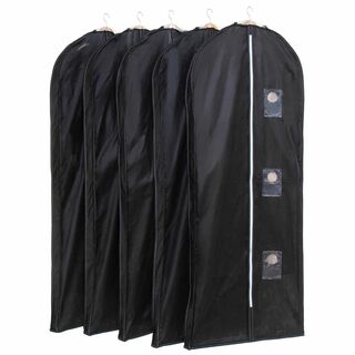 アストロ 衣類カバー マチ付き ブラック ロングサイズ 5枚組 不織布 洋服カバ(押し入れ収納/ハンガー)
