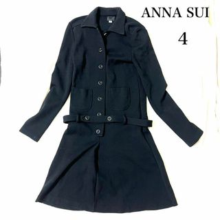 アナスイ(ANNA SUI)のANNA SUI アナスイ　ワンピース　ボタン　ベルト　ブラック　4(ロングワンピース/マキシワンピース)