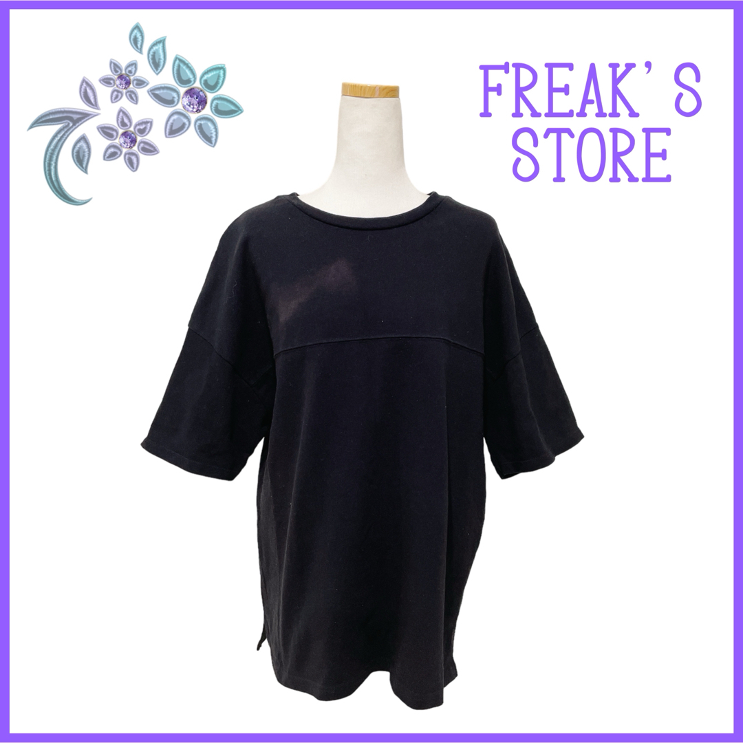 FREAK'S STORE(フリークスストア)の【FREAK'S STORE】半袖 Tシャツ ブラック F 訳あり ゆるだぼ レディースのトップス(Tシャツ(半袖/袖なし))の商品写真