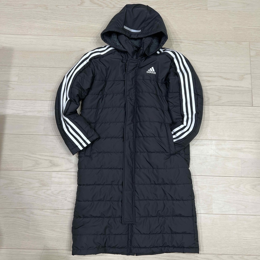 adidas 黒 ベンチコート はこ フード付き キッズ140 adidas 黒 ベンチコート はこ フード付き キッズ140