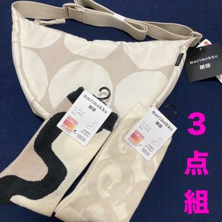 ユニクロ(UNIQLO)の【新品】UNIQLO マリメッコ　ミニショルダーバッグ　ソックス　靴下　セット(ショルダーバッグ)