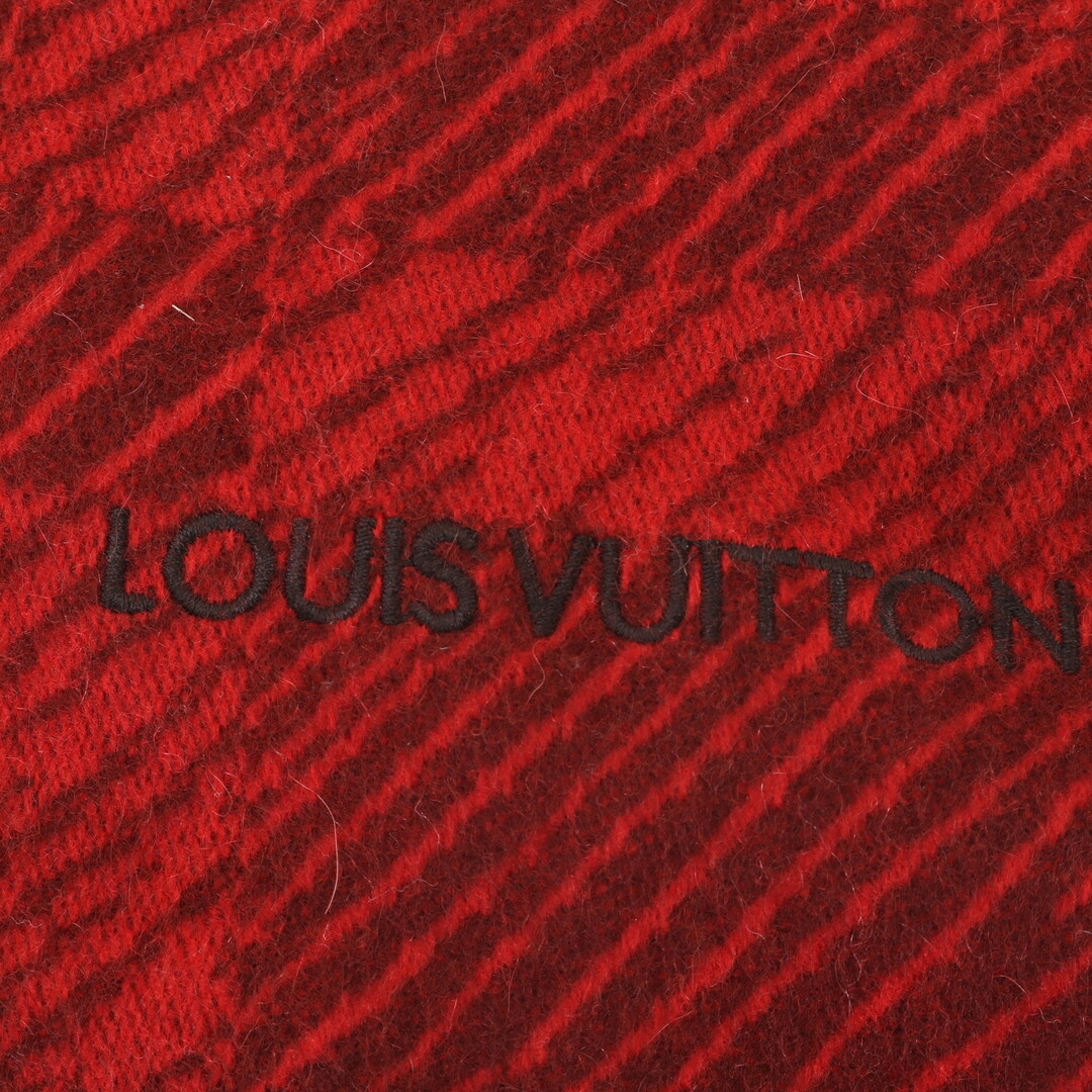 LOUIS VUITTON(ルイヴィトン)のルイヴィトン マフラー カシミヤ100％ チェック 柄 レッド フリンジ ストール メンズ レディース MFM K6-2 メンズのファッション小物(マフラー)の商品写真