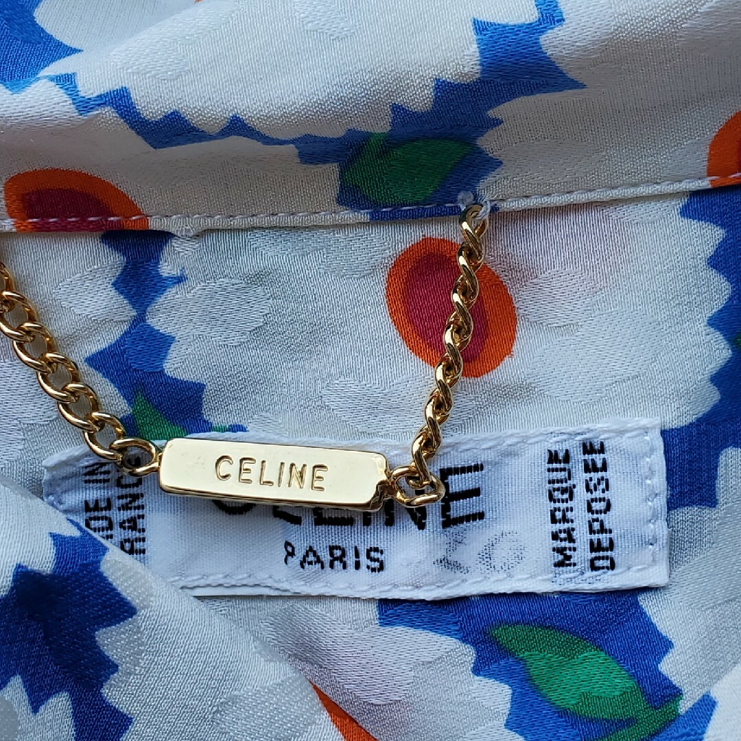 celine(セリーヌ)の希少 OLD CELINE フラワー 総柄 つけ襟 ワンピース ドレス レディースのワンピース(ロングワンピース/マキシワンピース)の商品写真